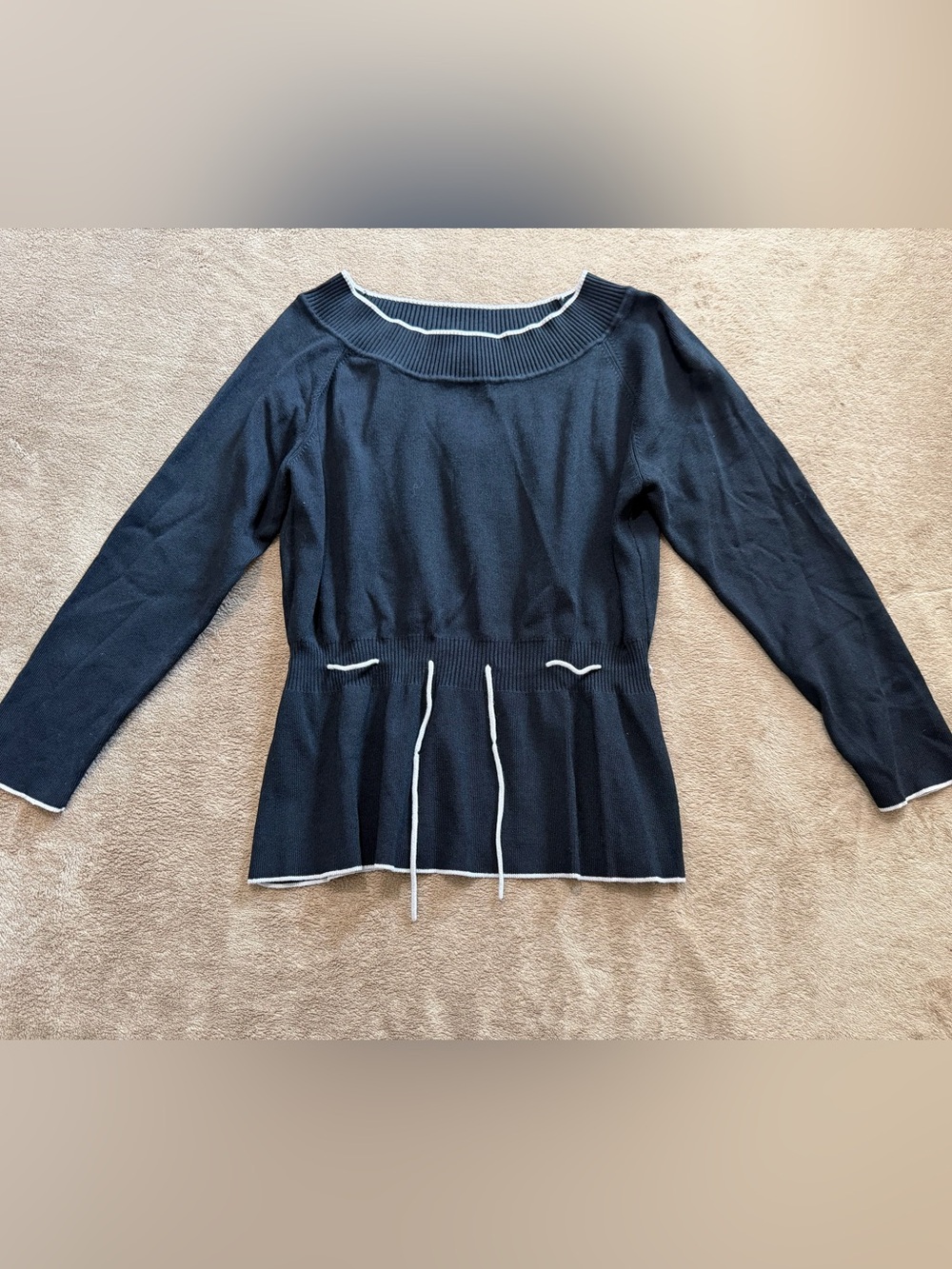 Knit Sweater with White Trim